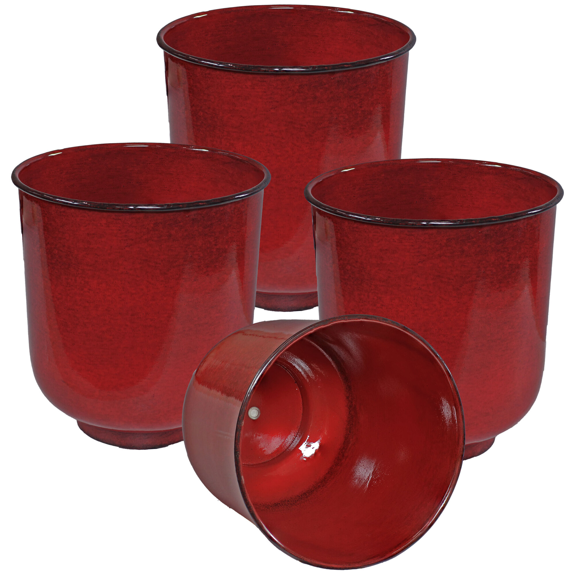 Sunnydaze Decor, Vivian Metal Planter - Ruby Glaze - 4pk, Container Length 12.5 in, Container Width 12.5 in, Material Iron, Model# DRV-2294